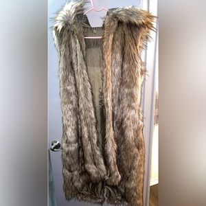 Long faux fur vest ( worn few times )